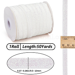 グリッタースパークルリボン1ロール  ポリエステル＆ナイロンリボン  ホワイト  3/8インチ（9.5~10mm）  約50ヤード/ロール（45.72メートル/ロール）&nbsp;OCOR-CY0001-04D