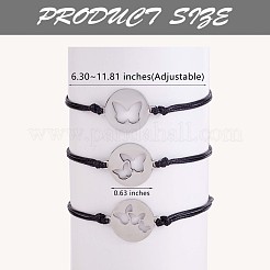 3個3スタイル430ステンレススチールバタフライリンクブレスレットセット  親友、カップル、家族にぴったりの調節可能なブレスレット。  ステンレス鋼色  6-1/4~11-3/4インチ（16~30cm）  1個/スタイル&nbsp;JB728A