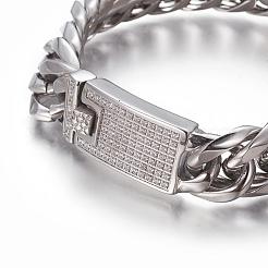 304 Stainless Steel Curb Chain Bracelets&nbsp;BJEW-P255-01C
