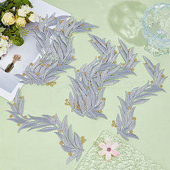 刺繍糸装飾アクセサリー4組  葉  銀  213x103x1mm&nbsp;DIY-GF0012-61A
