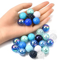 DIYジュエリー作りのパーツキット  アクリル＆樹脂ビーズ50個を含む  ラウンド  ミックスカラー  20x19~20mm  穴：2~4mm&nbsp;DIY-FP0001-65