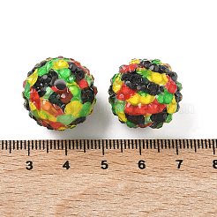 ラウンド樹脂製ラインストーンビーズ  DIYビーズペン用のフーセンガム風ビーズ  キーホルダーとジュエリー工芸品  内部のアクリルビーズで  ブラック  20x18mm  穴：2.9mm&nbsp;OACR-Z035-02B