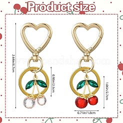 Cherry Alloy & Glass Pendant Decoration&nbsp;HJEW-SW00115-01