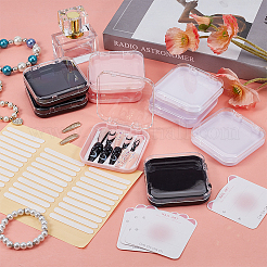 9個の正方形プラスチック空DIY手着用鎧収納ケース  紙製ネイルアートディスプレイカード9枚と楕円形サイド粘着糊粘着テープ1枚付き。  ミックスカラー  7.7x7.5x1.7cm&nbsp;MRMJ-OC0004-12