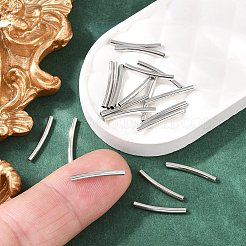 シェグレイスの真鍮製チューブビーズ  カーブチューブ  カドミウムフリー＆ニッケルフリー＆鉛フリー  プラチナメッキ  14.5x1.5mm  穴：1.2mm&nbsp;XGRPCP426-256P