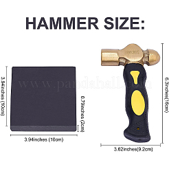 ツールセット  弾性ゴムブロックと真鍮製ハンマー付き  ミックスカラー  10x10x2cm  9.2x16cm  2個/セット&nbsp;TOOL-BC0001-84