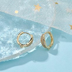 Brass Micro Pave Clear Cubic Zirconia Hoop Earring Findings&nbsp;ZIRC-YW0001-09G