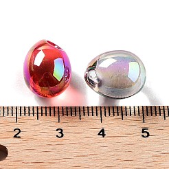 UVメッキ透明アクリルパーツ  虹色の  ティアドロップ  ミックスカラー  15x11.5mm  穴：1.4mm&nbsp;MACR-K356-02