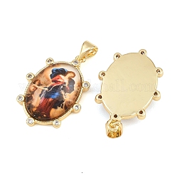 Brass Pave Clear Cubic Zirconia Pendants&nbsp;KK-L275-20G