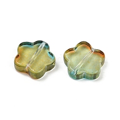 透明ガラスビーズ  スター  焼き付け塗料  オリーブ  14x15x5mm  穴：1.2mm&nbsp;DGLA-E004-03D