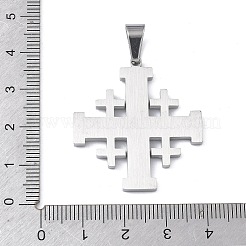 304ステンレスペンダント  エルサレム十字架チャーム  ステンレス鋼色  34.5x31.5x2.5mm  穴：7x4mm&nbsp;STAS-C170-08A-P