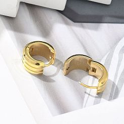 女性用304ステンレスフープピアス  316サージカルステンレススチール製耳ピン付き  イオンプレーティング（ip）  リング  ゴールドカラー  13.5x7mm&nbsp;EJEW-C096-57G