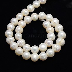 天然養殖淡水パールビーズ連売りの等級付け  ポテト  乳白色  10~11mm  穴：0.8mm  約40個/連  13.77インチ〜14.17インチ&nbsp;PEAR-L001-B-10-01