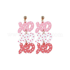 アクリルダングルスタンドピアス  単語 xo  ゴールドカラー  ピンク  68x30mm&nbsp;FS-WG919F8-02