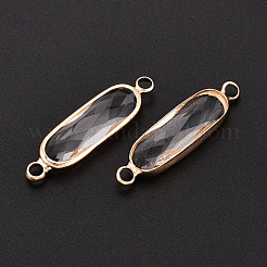 Brass with Glass Links/Connector Charms&nbsp;GLAA-T027-13