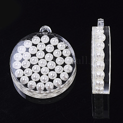 透明なアクリルパーツ  アブソリュートプラスチック模造パール  フラットラウンド  ホワイト  34.5x30x8mm  穴：2mm&nbsp;X-TACR-R146-005