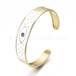 Enamel Evil Eye Flat Band Open Cuff Bangle&nbsp;BJEW-N012-015
