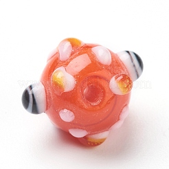 手作りのでこぼこランプワークビーズ  目  カラフル  12.5~14x12.5~14mm  穴：1.8mm  約40個/連  14.96インチ（38cm）&nbsp;LAMP-J092-08