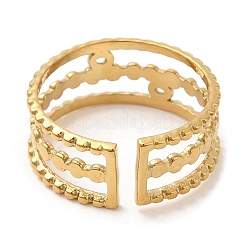 304ステンレススチール製トリプルラインオープンカフリング女性用  18KGP本金メッキ  内径：18mm&nbsp;STAS-D085-26G