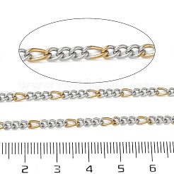 ツートンカラーの304ステンレススチール製フィガロチェーン  溶接されていない  スプールで  イオンプレーティング（ip）  ゴールデン·ステンレス鋼色  5.5x3x0.5ミリ＆4x3x0.5mm&nbsp;CHS-G050-04GP