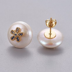 Natural Pearl Stud Earrings&nbsp;EJEW-L231-10G