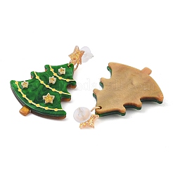 Glitter Star Christmas Tree Acrylic Dangle Stud Earrings&nbsp;EJEW-L203-12B