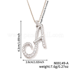 Elegant Fashion Brass Micro Pave Clear Cubic Zirconia Alphabet Pendant Necklaces&nbsp;OI8825-1