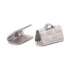変色しにくい304ステンレススチールリボンカシメエンドパーツ  ステンレス鋼色  5x10mm  穴：1x2.5mm&nbsp;STAS-E111-01P