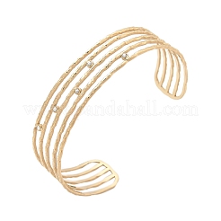 304 Stainless Steel Rhinestone Cuff Bangles for Women&nbsp;AJEW-P127-11G