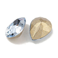 ガラスラインストーンカボション  尖ったバック＆バックメッキ  多面カット  ティアドロップ  ライトサファイア  8x6x4mm&nbsp;RGLA-L029-19C-211