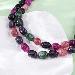 Natural Dyed Malaysia Jade Tumble Stone Nuggets Beaded Long Necklaces for Women&nbsp;NJEW-F340-A08