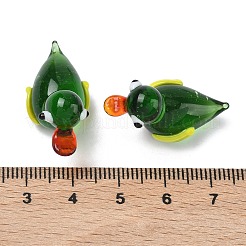 手作りのランプワークのアヒルのディスプレイ装飾  ホームデスクトップ装飾用  グリーン  25~26.5x14x17.5mm&nbsp;LAMP-F043-06