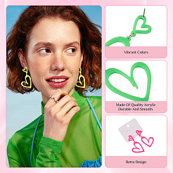 4 Pairs 4 Colors Fashionable Stainless Steel Acrylic Dangle Stud Earrings&nbsp;EJEW-TA0001-72