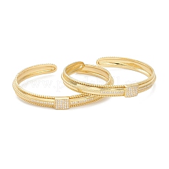 Brass Micro Pave Clear Cubic Zirconia Cuff Bangles&nbsp;BJEW-A116-06G