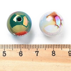 クリスマステーマ UVメッキアクリルビーズ  ラウンド  ミックスカラー  15.5x15mm  穴：2.8mm&nbsp;OACR-M022-02