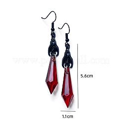 合金ガラスダングルイヤリング  ダイヤモンド付きバット  ファイヤーブリック  56x11mm&nbsp;FS-WG67762-01