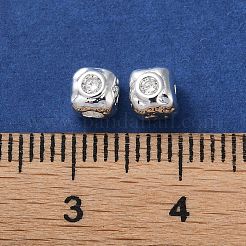 真鍮製マイクロパヴェキュービックジルコニアビーズ  カドミウムフリー＆ニッケルフリー＆鉛フリー  正方形  透明  4.5x4.5x4.5mm  穴：2mm&nbsp;KK-P256-09S-01