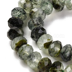 天然石プレナイトビーズ連売り  多面カット  ロンデル  7.5~8x5.5~6mm  穴：1mm  約69個/連  15.16インチ（38.5cm）&nbsp;G-K380-A38-04