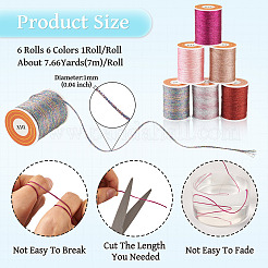 6Rolls 6 Colors Polyester Metallic Thread&nbsp;OCOR-TA0002-82A