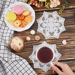 Flower Polyester Embroidery Lace Coasters&nbsp;AJEW-WH20010-93A