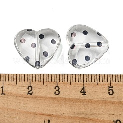 透明印刷アクリルビーズ  ハート  ブラック  16.5x18x7mm  穴：1.5mm&nbsp;OACR-H124-03F