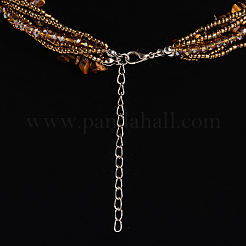 Tiger Eye Multi-strand Necklaces&nbsp;NJEW-L143-02