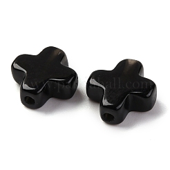 天然なオブシディアンのビーズ  クロス  10x10x4mm  穴：1.2mm&nbsp;G-K369-02H