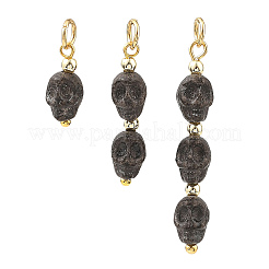Halloween Handmade Porcelain & Electroplate Non-magnetic Synthetic Hematite Pendants&nbsp;PALLOY-JF06071