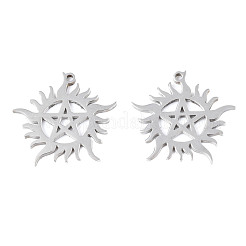 変色しない201ステンレススチールペンダント  星と太陽  ステンレス鋼色  25x25x1.5mm  穴：1.5mm&nbsp;STAS-N098-052P