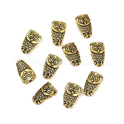 金属合金ビーズ  カドミウムフリー＆ニッケルフリー＆鉛フリー  アンティーク黄金  フクロウ  6x10.5x2.5mm  穴：1mm&nbsp;PALLOY-ZN-47233-AG-FF