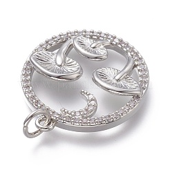 Autumn Theme Brass Micro Pave Clear Cubic Zirconia Pendants&nbsp;ZIRC-H104-01-P