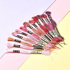 12 かせ 12 色 6 層ポリエステル刺繍糸  クロスステッチの糸  セグメント染め  レッド  0.5mm  約8.75ヤード（8m）/かせ  1 かせ/色&nbsp;OCOR-FS0001-01A-02