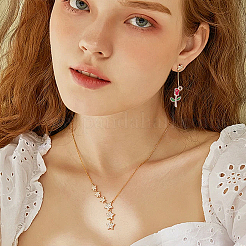 100本合金エナメルペンダント  バラの形  ライトゴールド  レッド  19x9x2.5mm  穴：1.8mm&nbsp;ENAM-BM0001-23