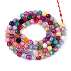 染め加工天然石ホワイトジェイドビーズ連売り  ラウンド  多面カット  カラフル  4~4.5mm  穴：1mm  約86~96個/連  14.69~14.96''（37.3~38センチメートル）&nbsp;G-T139-4mm-60-02